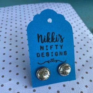 Silver mermaid scale iridescent hypoallergenic stud earrings